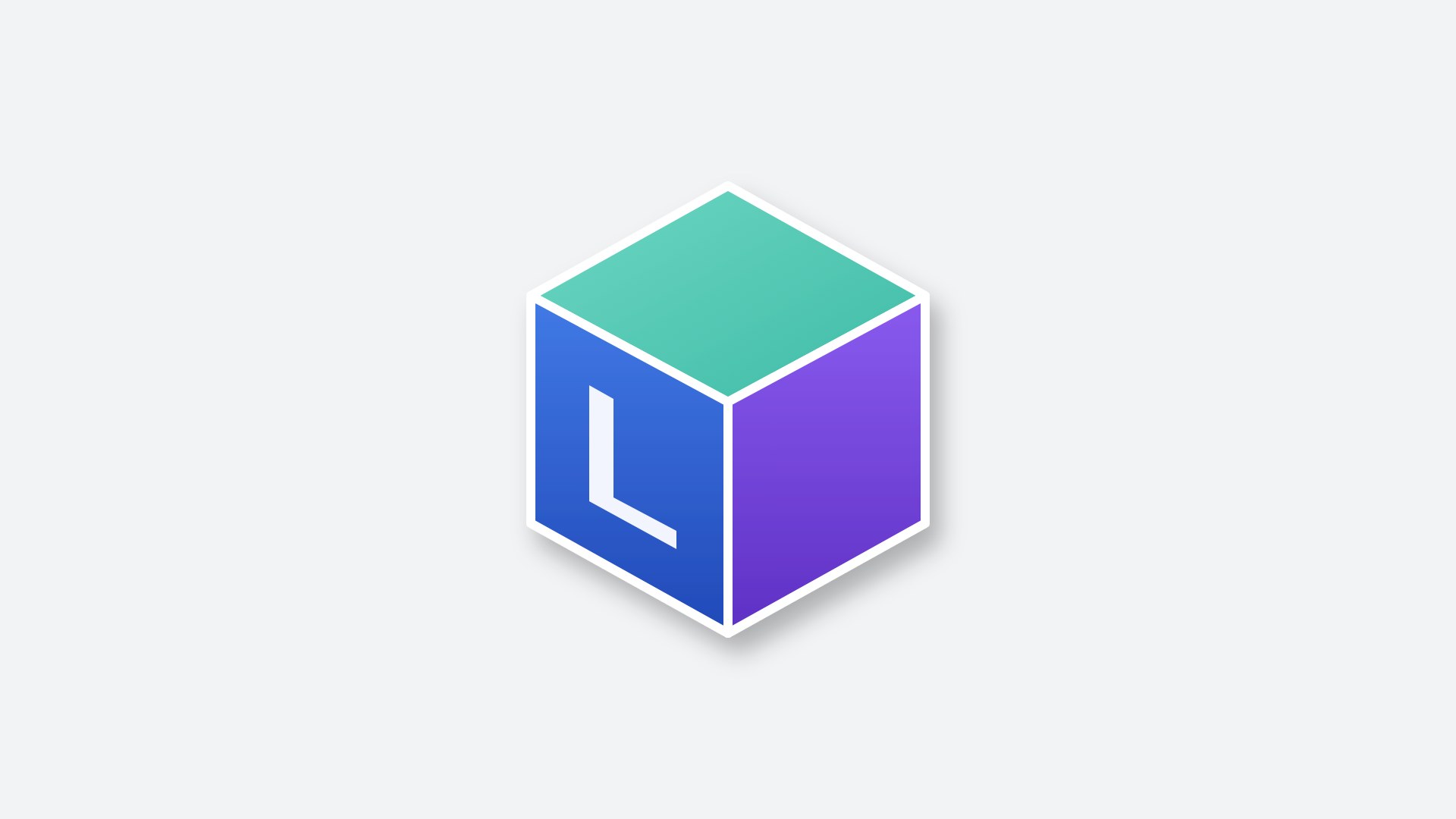 Ancien logo Lonvys, cube bleu, vert et violet marqué d'un L