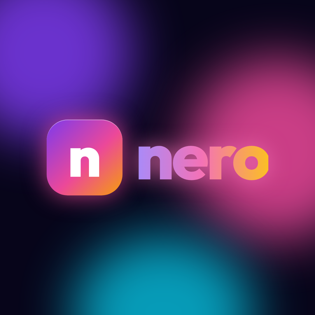 Ancien logo Nero en dégradé violet, rose et orange