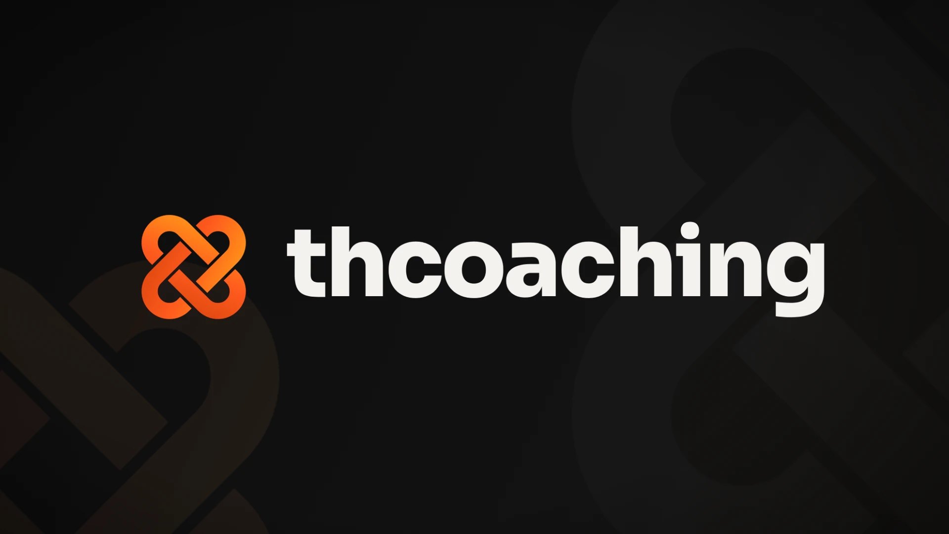 Nouveau logo thcoaching, entrelacs orange et mot blanc sur fond noir